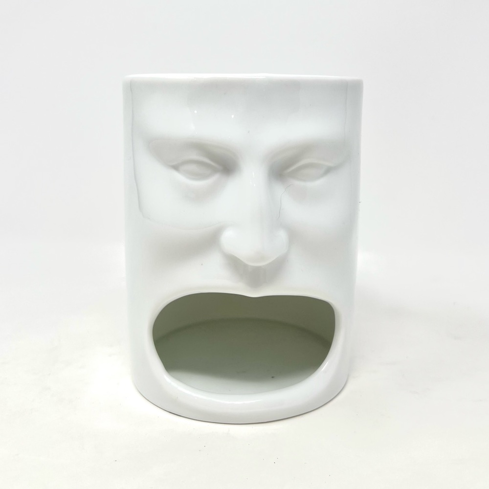 Cordon Bleu Cookies & Milk Mug with Face & Open Mouth, White Ceramic Or Planter